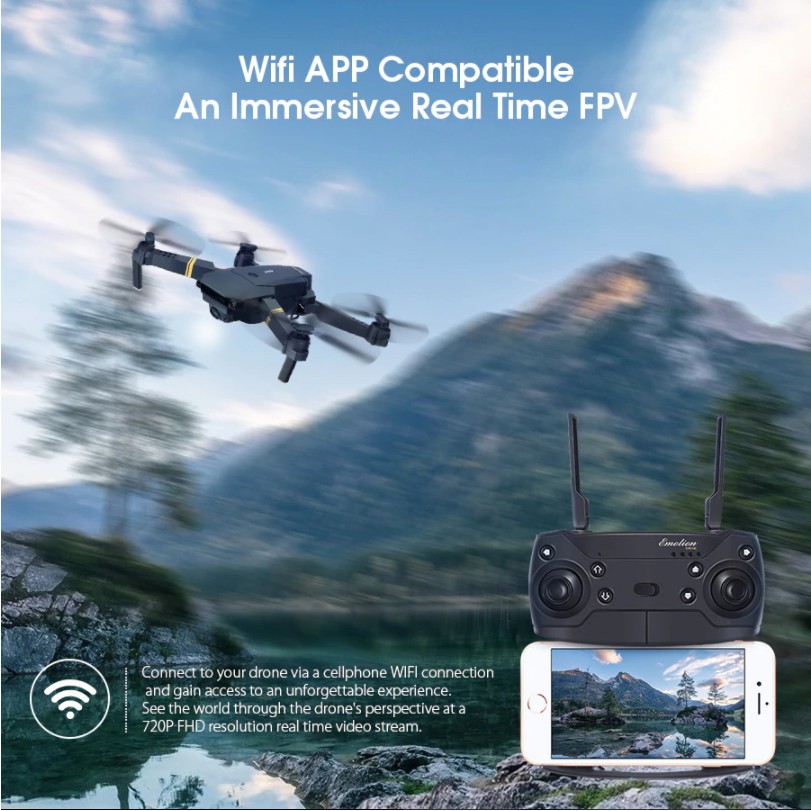 FLYCAM E58, KẾT NỐI WIFI TRỰC TIẾP SMARTPHONE QUAY PHIM CHỤP ẢNH HD, TẶNG TÚI ĐỰNG - Bảo Hành 6 Tháng