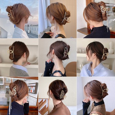 Kẹp tóc càng cua màu vàng kim thiết kế đơn giản