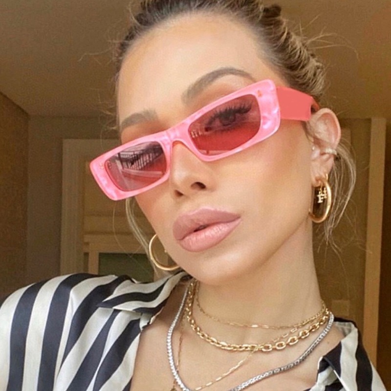 Kính Mát Hình Chữ Nhật Màu Kẹo Ngọt Phong Cách Retro Phương Tây Dành Cho Nữ