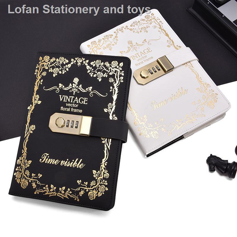 Sổ tay ghi chép nhật ký dày dặn đặt mật khẩu với ổ khóa retro sáng tạo phong cách Hàn Quốc cho học sinh