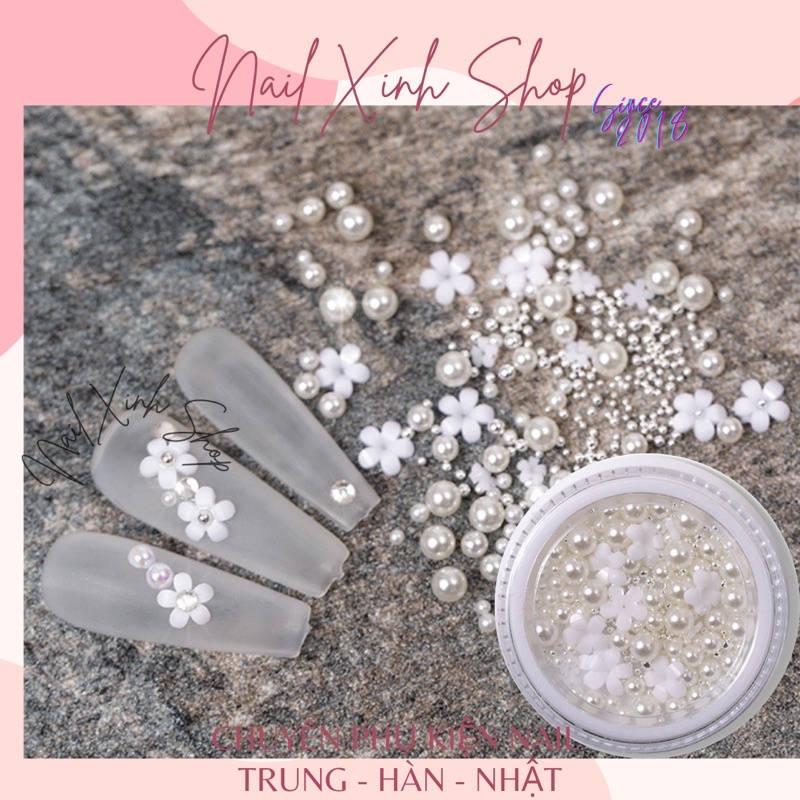 Set charm hoa sứ nhí - phụ kiện nail