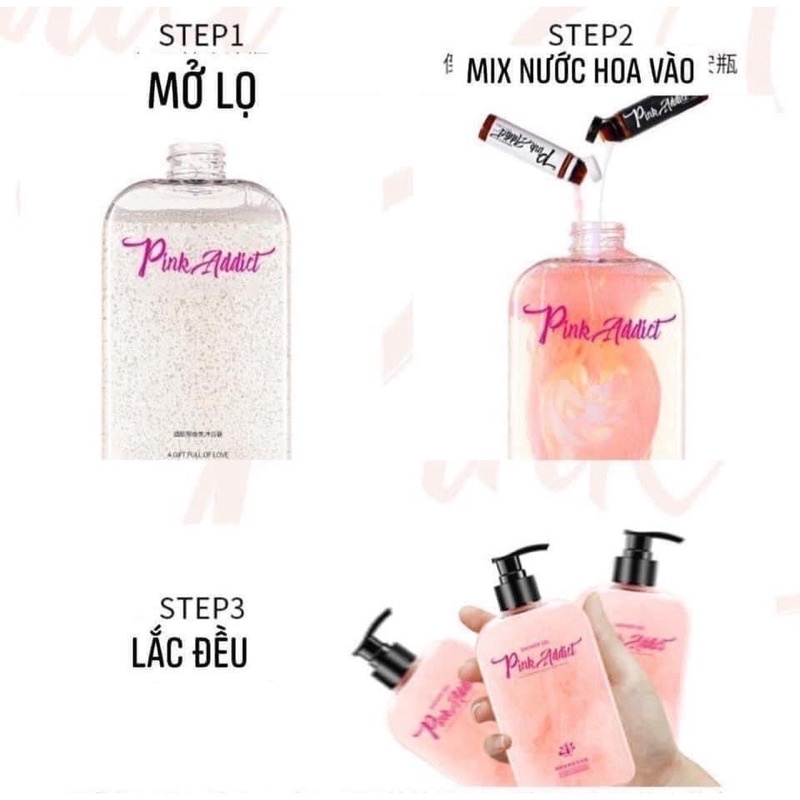 Sữa Tắm Nước Hoa PINK ADDICT 420ml Tự Pha Perfume Shower Gel