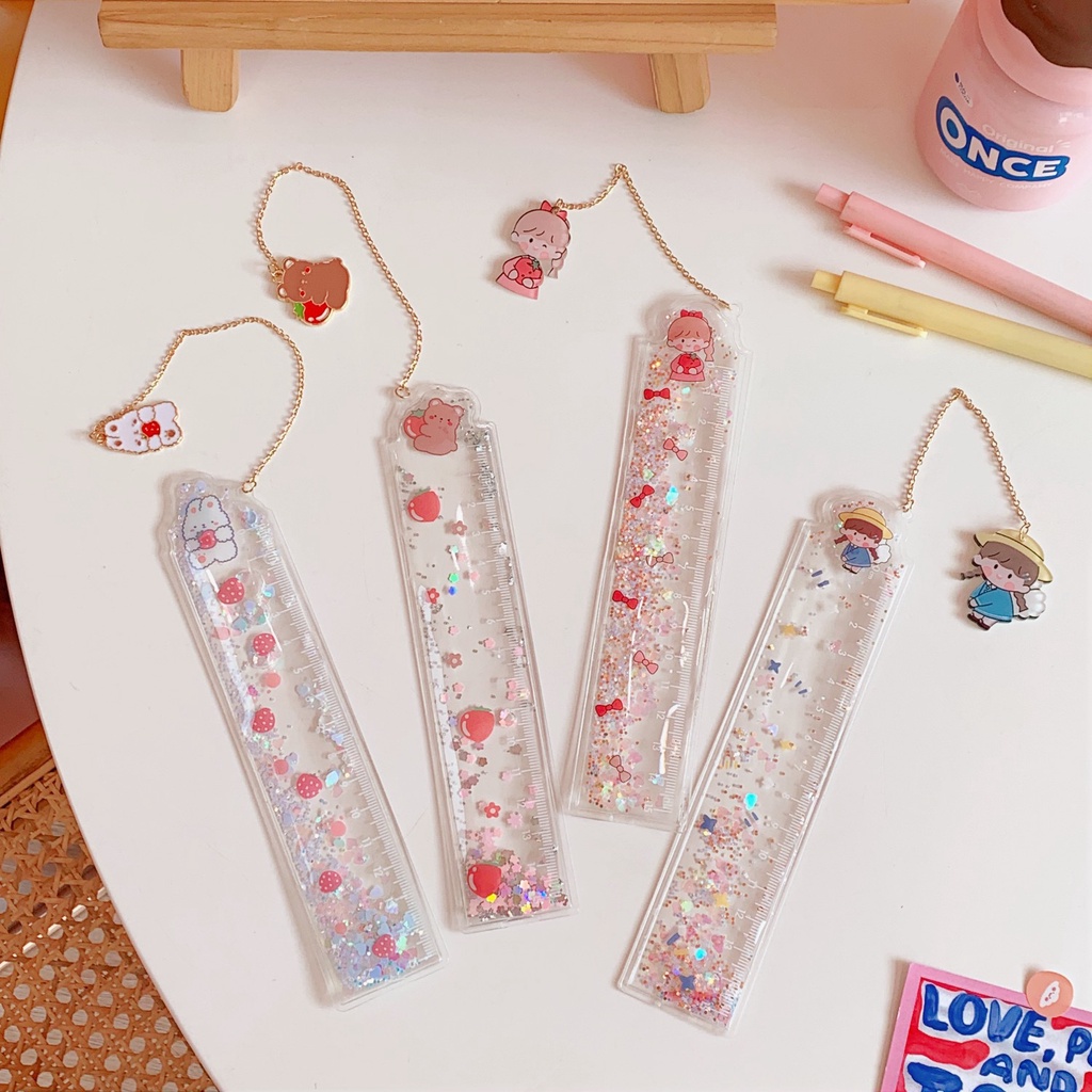 Thước Kẻ Bookmark Nhựa Dẻo Kèm Phụ Kiện Hoạt Hình CUTE