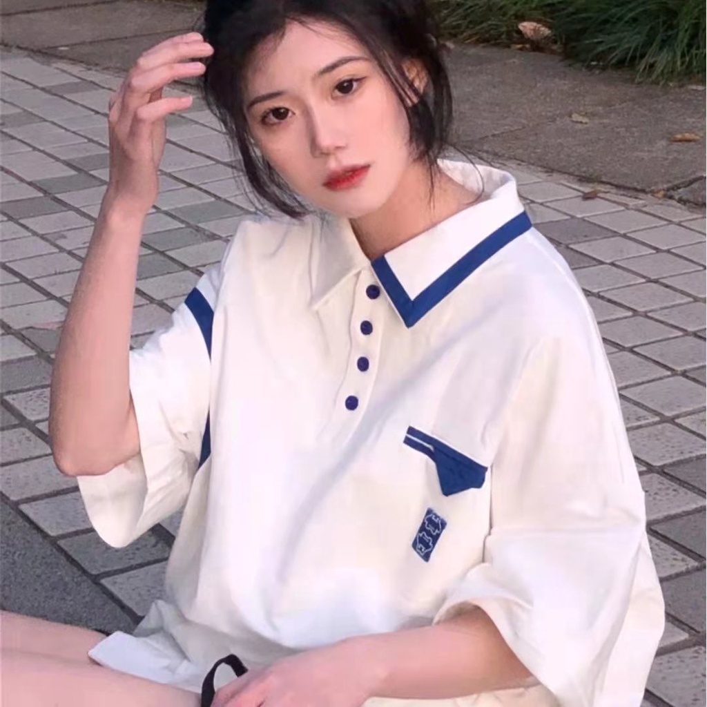 Áo Thun Polo Tay Ngắn Dáng Rộng Phong Cách Thể Thao Thời Trang Mùa Hè Cho Nữ