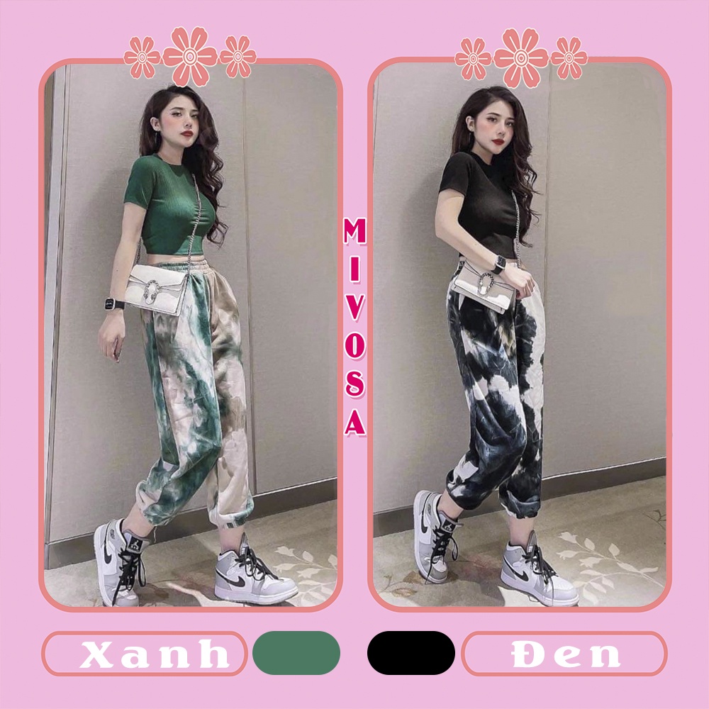 Set bộ nữ croptop cộc tay quần loang thụng đồ bộ nữ thể thao MIVOSA SL001