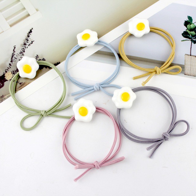 Dây buộc tóc trứng ốp la dễ thương