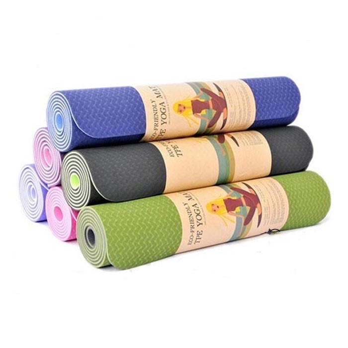 Thảm tập yoga 2 lớp TPE 6mm từ có định tuyến tập gym thiền pilates fashion chống trượt cao su cao cấp tại nhà