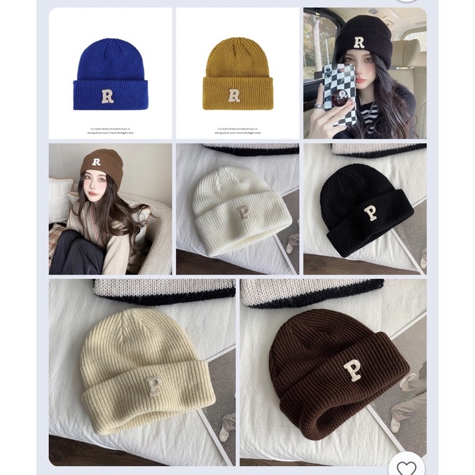 16 Màu Mũ Len Thêu Họa Tiết Chữ Thời Trang Thu đông Sành điệu Dành Cho Nữ