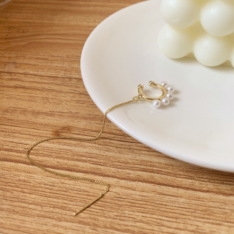 1 Khuyên Tai Dạng Kẹp Không Đau Màu Vàng Đồng Thời Trang Dành Cho Nữ