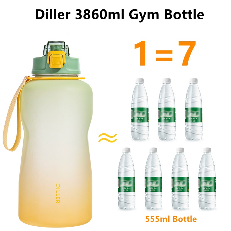 Diller Bình nước thể thao Diller D72 không chứa BPA dung tích 1 gallon có ống hút 2200/3860ml