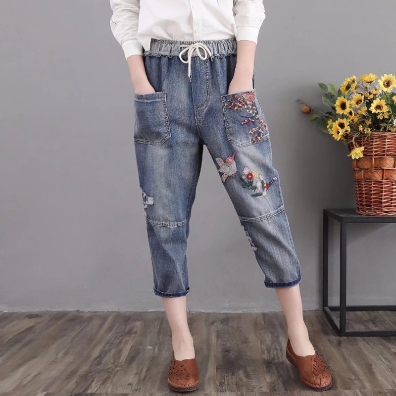 Quần bò bigsize cạp chun cá tính trẻ trung