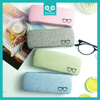 Hộp phụ kiện kính vải Hàn Quốc đựng kính râm, kính cận Niceeye thời trang màu hồng, ghi xám, xanh lá, xanh da trời
