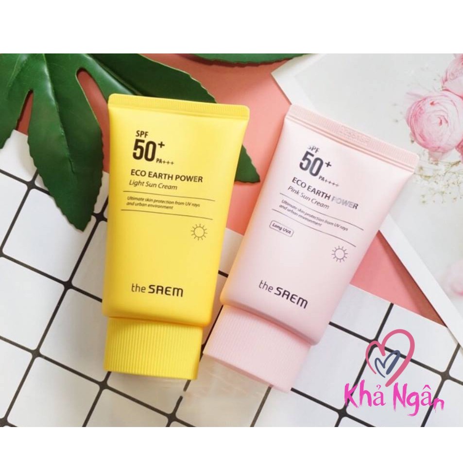 Kem chống nắng Eco earrth power Pink Sun Cream The Saem