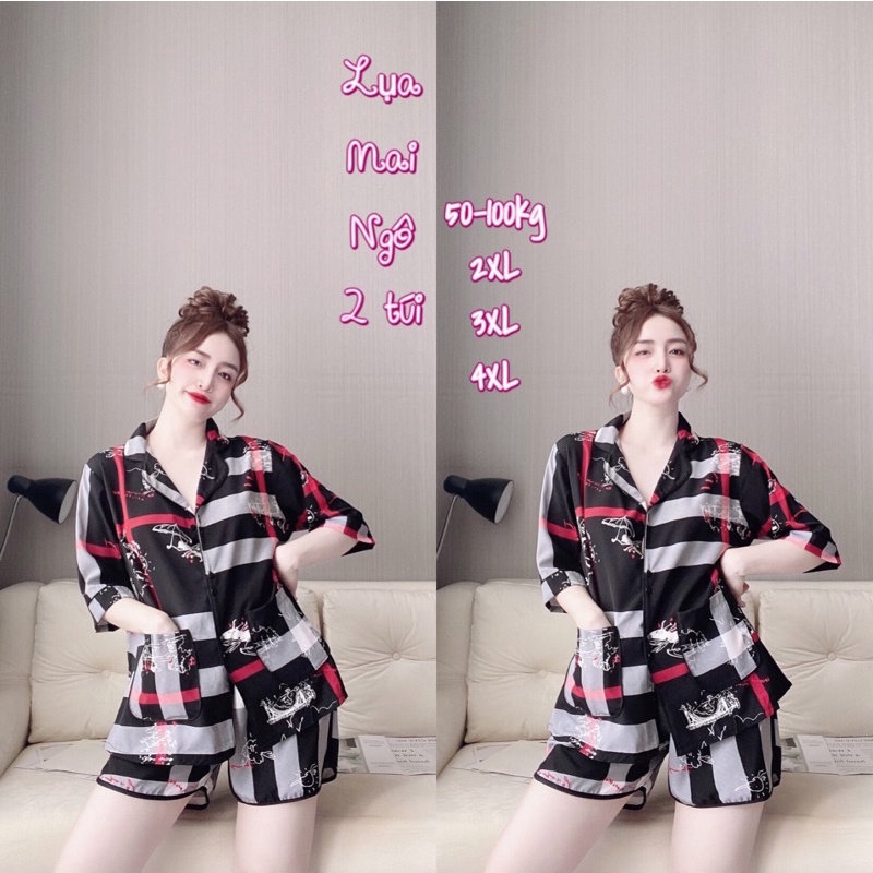 Đồ bộ Lụa Nhật Bigsize 50-100kg cao cấp thiết kế 2 túi