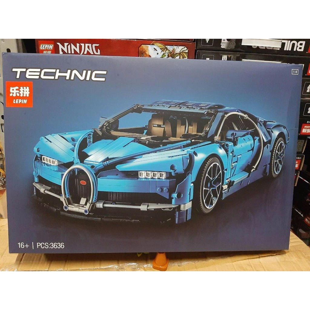 Lego Technic - Lepin 20086 (  Xếp hình siêu xe Bugatti Chiron  - Xanh Cam Đỏ 3636 khối )