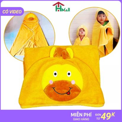 Khăn tắm, áo choàng tắm cho trẻ em giá rẻ hình thú ngộ nghĩnh, khăn tắm hình hươu cao cổ cho bé tắm biển, hồ bơi