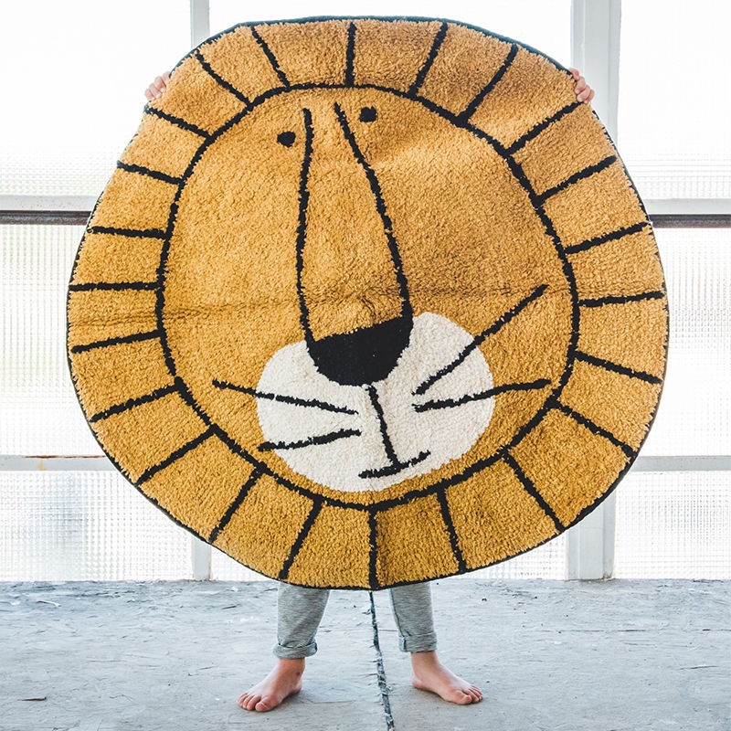 Thảm Chùi Chân Hình Tròn Họa Tiết Hoạt Hình Dễ Thương Thấm Hút Tốt Chống Trượt Tiện Dụng