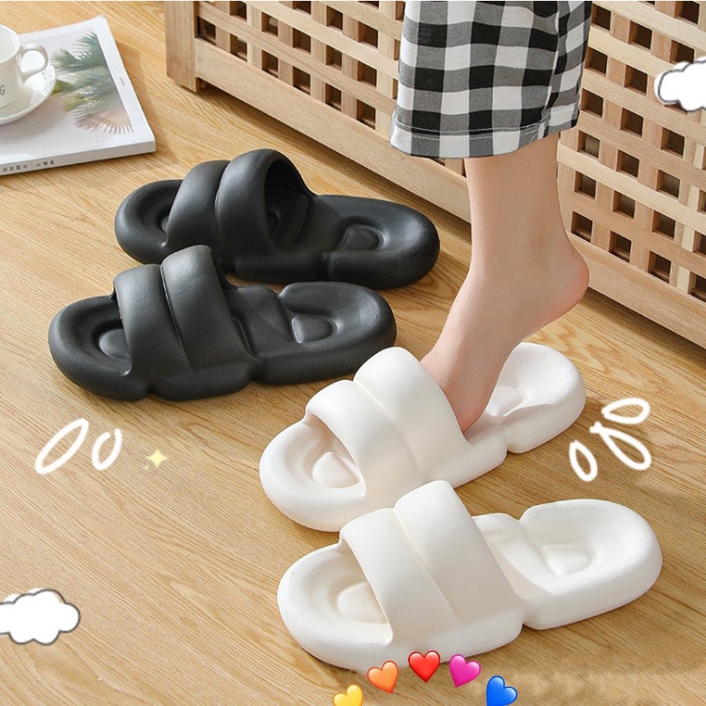 Dép bánh mì Hàn Quốc đi học đi chơi dạng xoắn cá tính đế độn unisex nhiều màu dép đội nhóm nam nữ cực chất
