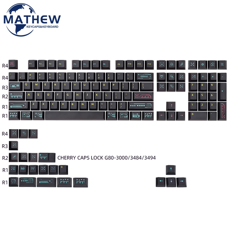 Awaken 131keys Keycaps Cherry Profile PBT Five-sided Sublimation Mechanical Keyboard Keycap