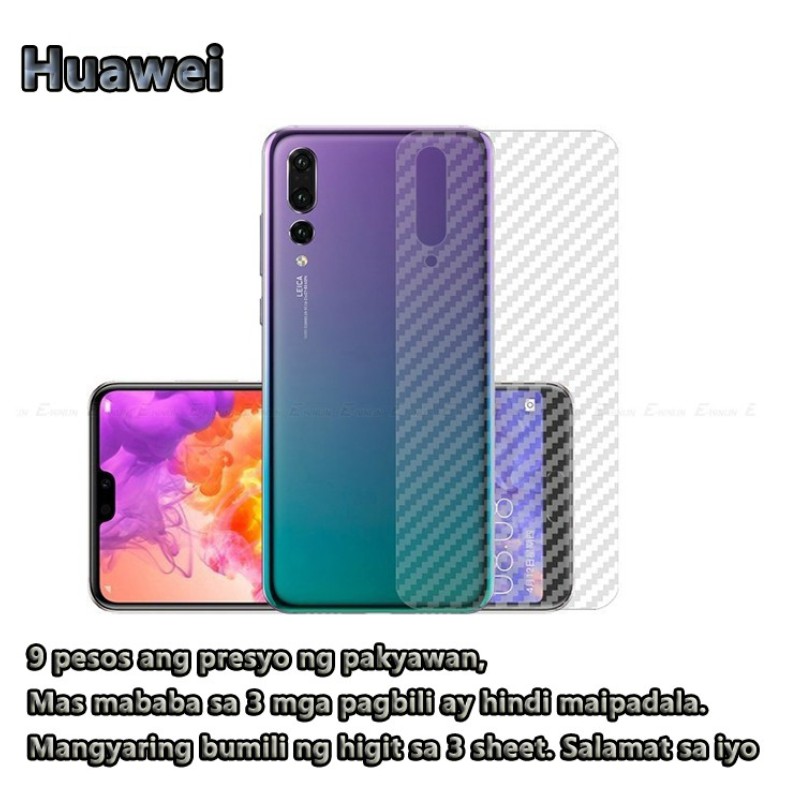 2 Miếng Dán Sợi Carbon Bảo Vệ Mặt Sau Cho Huawei P30 P20 Pro Lite Nova 2i 2lite 3i 3e 4 4e 5i 5pro Honor 10lite