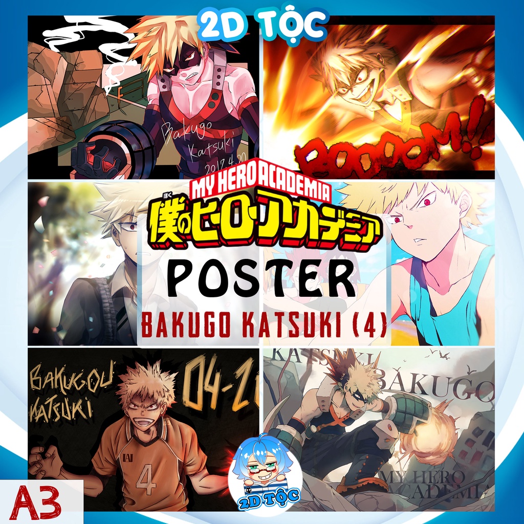 Tranh poster A3 Bakugo Katsuki (4) Anime My Hero Academia chất liệu giấy cao cấp - 2D Tộc Shop