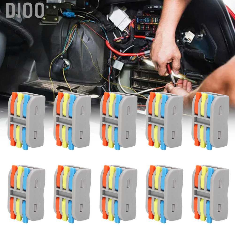 Dioo 10Pcs Wire Conductor Connector Lever Nut 3 in out Fast Terminal Block 32A