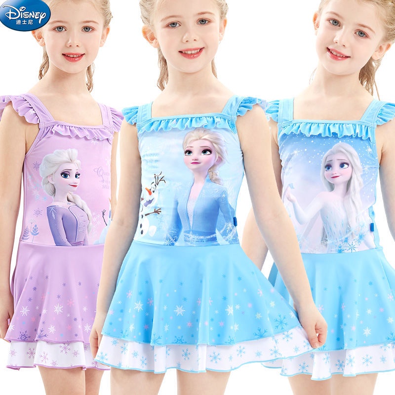 ♛Bộ Đồ Bơi Liền Thân Nhanh Khô Phối Chân Váy Kiểu Disney Đáng Yêu Cho Bé Gái