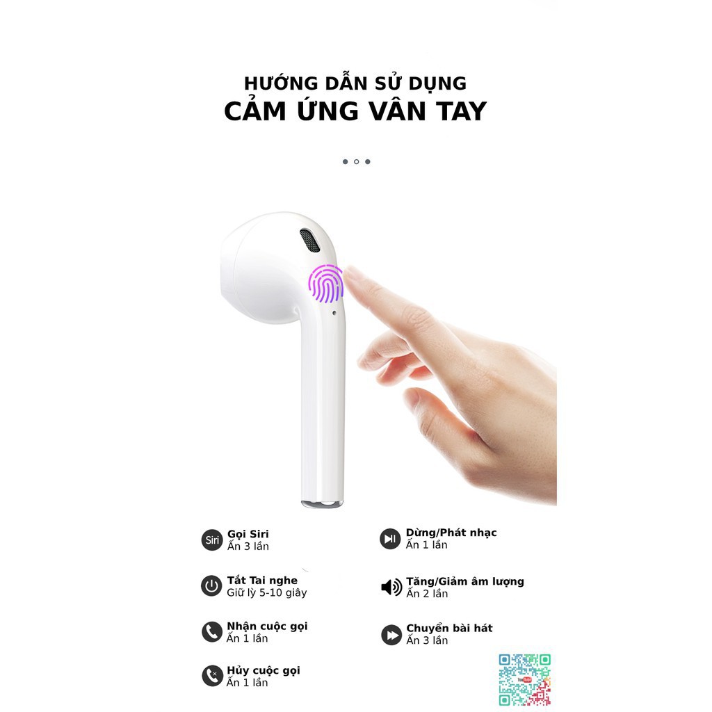 Tai Nghe Không Dây Bluetooth 5.0 TWS Airpods 2 I12 Inpod - Phiên Bản Cảm Ứng Nhạy - Âm Thanh 3D 2021