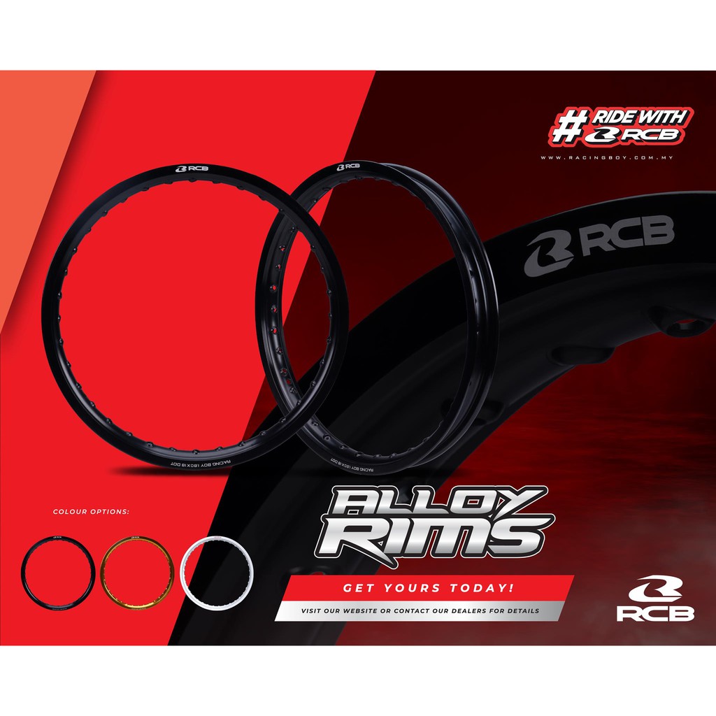 Vành Niềng rcb chính hãng RACING BOY  SIZE 14inch ( TAY GA )  size 1.4 màu đen 1.4 màu  bạc