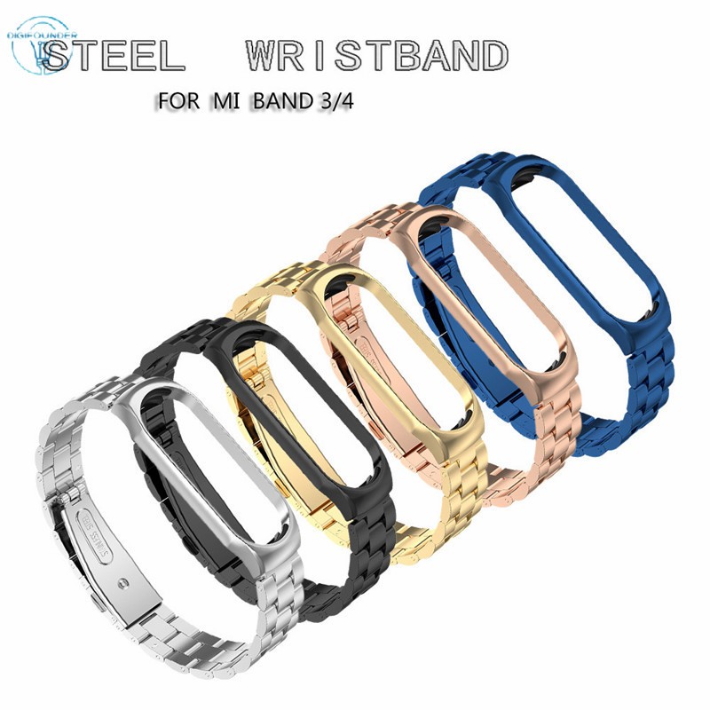DG 10 Colors Xiaomi Mi Band 3/4 Stainless Steel Bracelet Wrist Strap Metal Mi Band 3/4 Strap