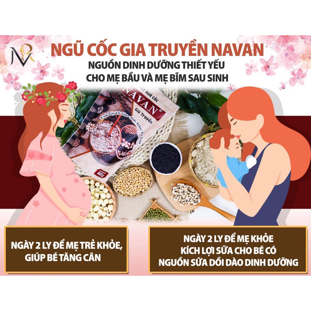 Bột Ngũ Cốc Lợi Sữa NaVan 800g Thơm Ngon Sáng Da Đẹp Dáng