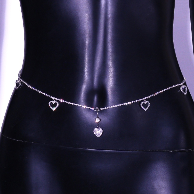 Dây Thắt Lưng Một Lớp Đính Trái Tim Lấp Lánh Dành Cho Nữ