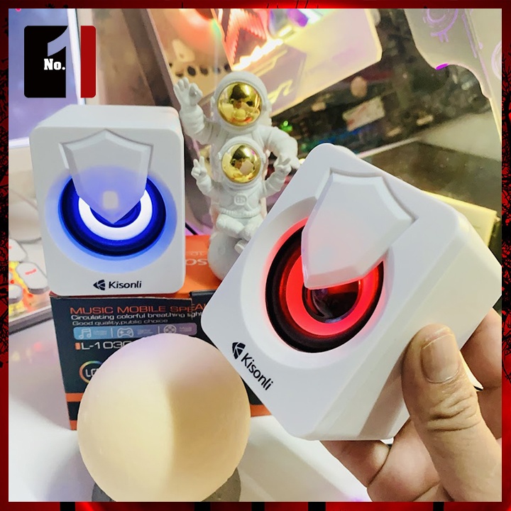 Loa Máy Tính Để Bàn Mini Led Rgb 2.0 Kisonli L1030 Màu Trắng Loa Vi Tính Laptop Gaming Nghe Nhạc Dễ Thương Có Dây