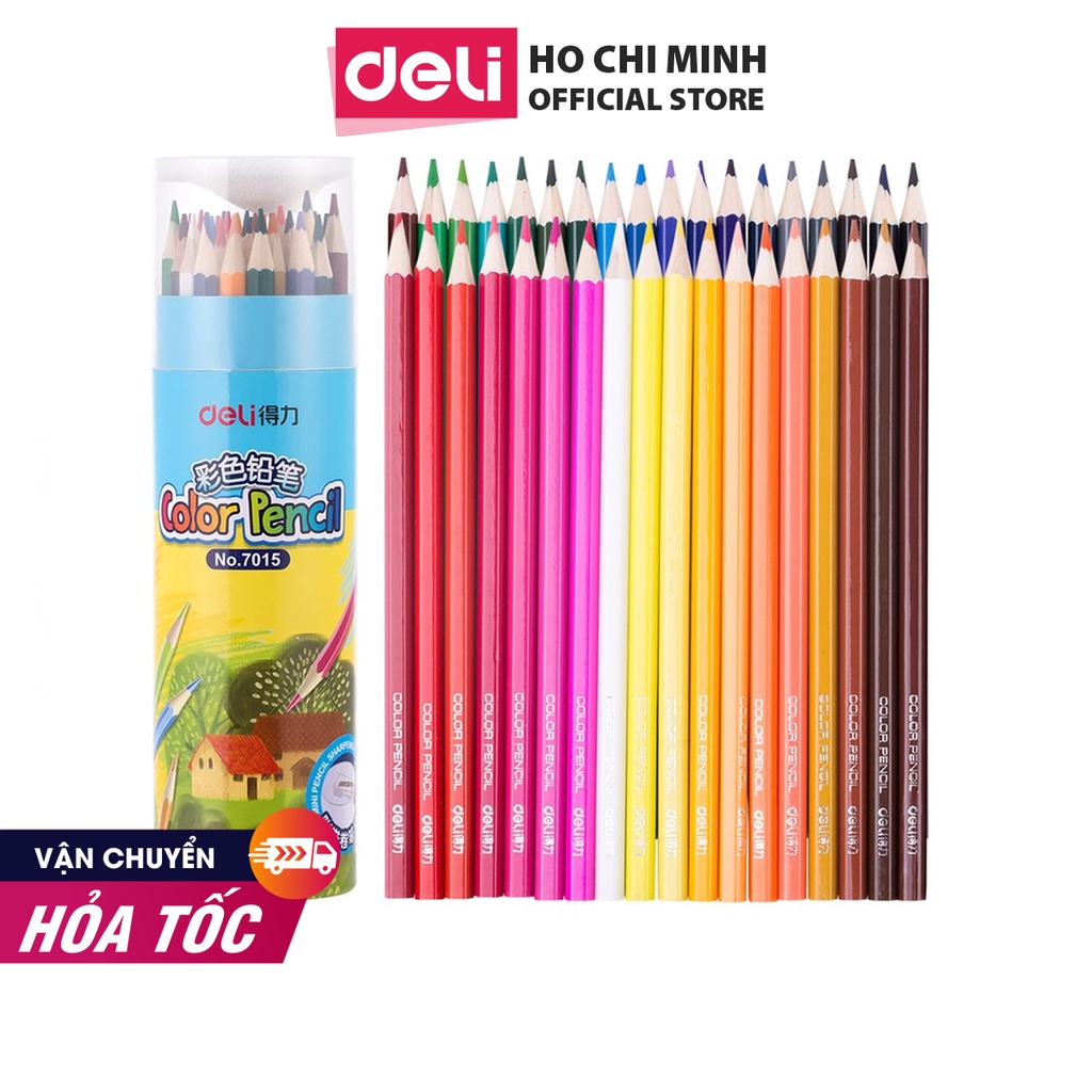 [Mã LIFEDELI20K5 giảm 20K đơn 0Đ] Bút chì màu cốc học sinh Deli - 12/18/24/36 màu - 7012/7013/7014/7015