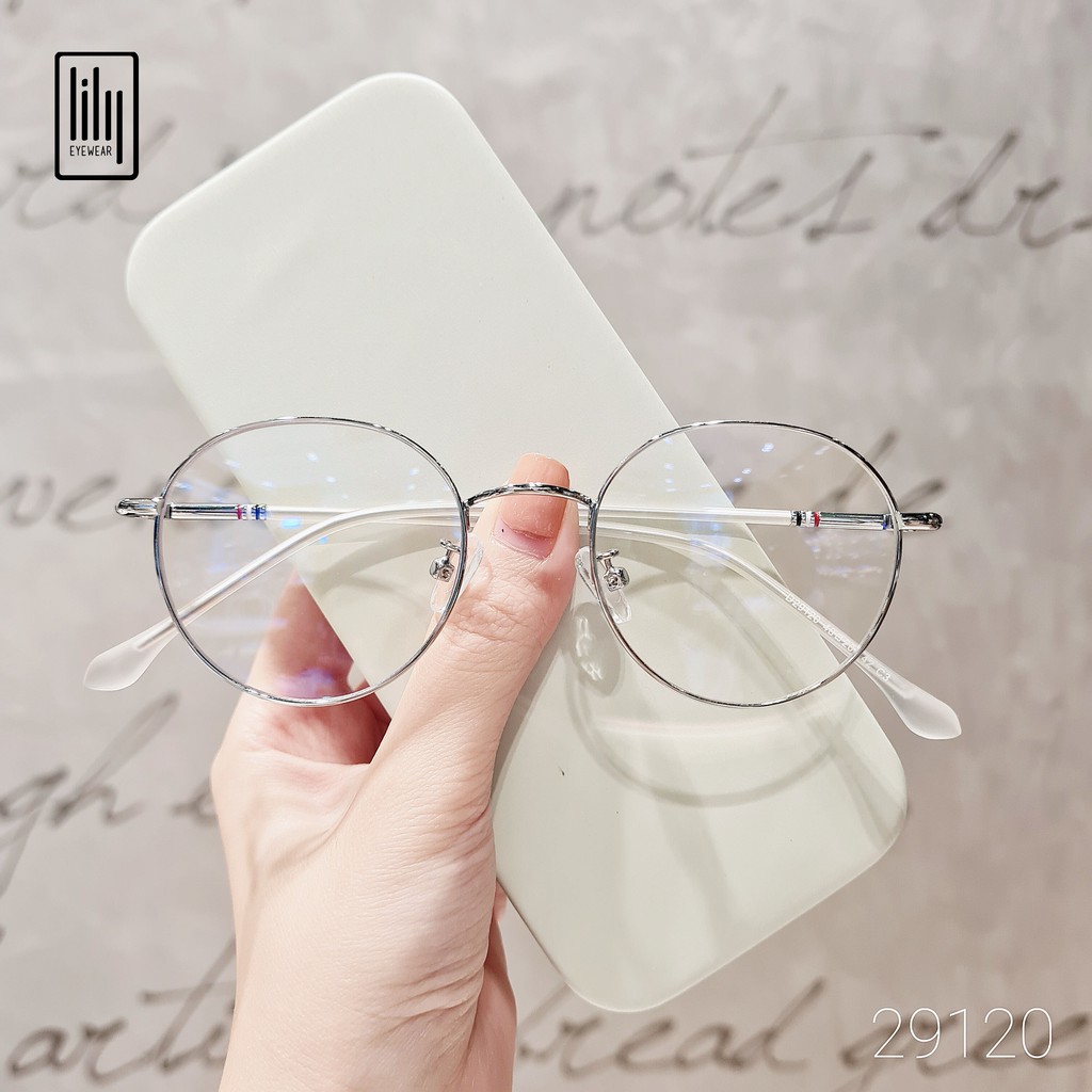 Gọng kính kim loại mắt tròn nam nữ LILYEYEWEAR màu sắc thời trang càng kính nhẹ nhàng thoải mái dễ đeo 29120