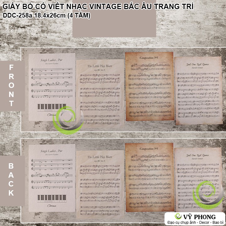 GIẤY BÒ CỔ VINTAGE GIẤY CRAFT CỔ BẮC ÂU PHỔ NHẠC TRANG TRÍ CHỤP HÌNH ĐẠO CỤ CHỤP ẢNH SẢN PHẨM INS DDC-258