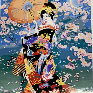 HOT!!!HOT!!! Tranh tô màu số hoá thiếu nữ hoa anh đào