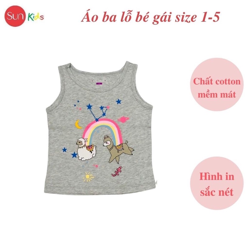 Áo thun bé gái, áo phông bé gái dáng ba lỗ, chất cotton, nhiều màu, size 1-5 - SUNKIDS1