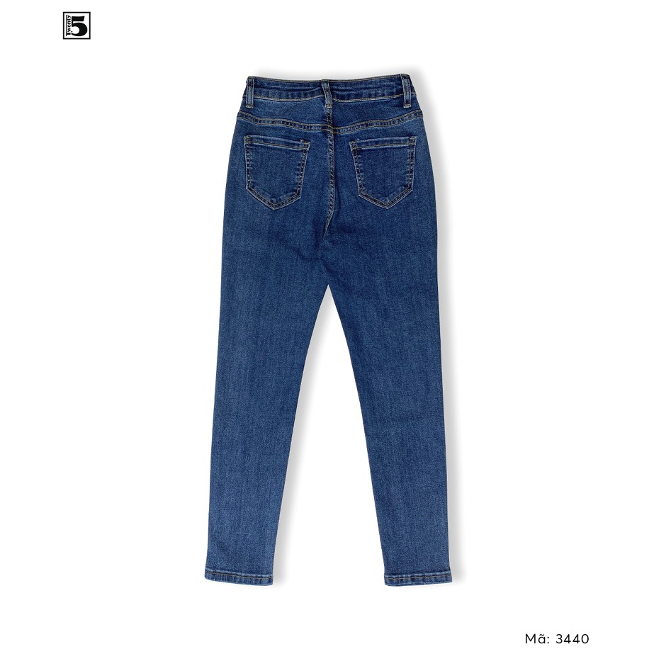 Quần jeans nữ dáng ôm skinny lưng cao co dãn trơn dài basic Twentyfive 3440