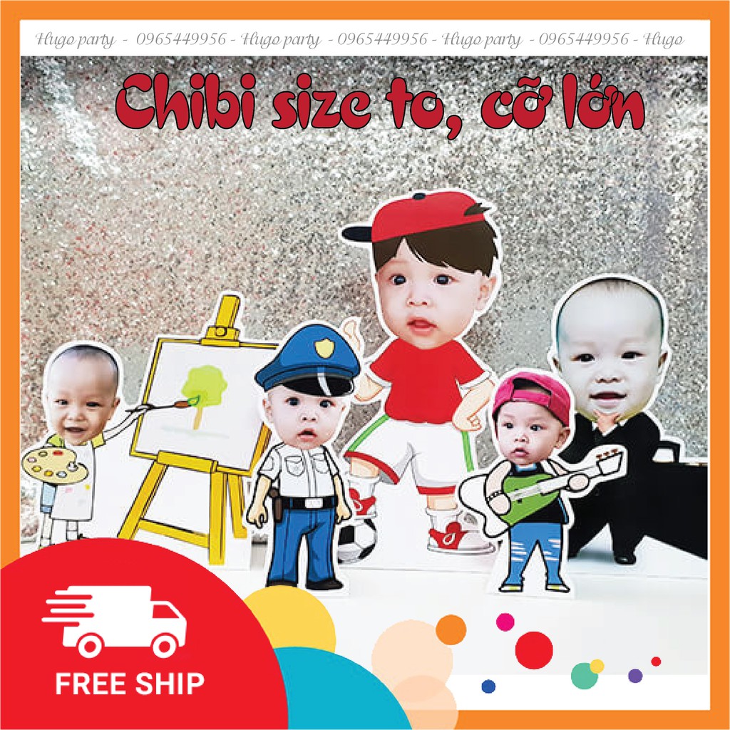 Chibi cỡ lớn, cao 40-60-80cm, trang trí sinh nhật, thôi nôi, party. Hơn 200 chủ đề, nhân vật. Thiết kế riêng cho bé yêu