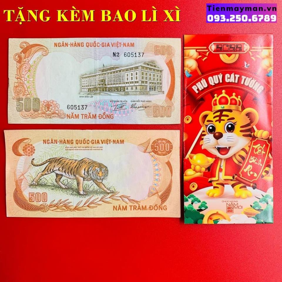 Tờ tiền lì xì hình con hổ 500 đồng xưa lì xì năm Nhâm Dần tài lộc cùng bao lì xì siêu kute, Quà Tết 2022