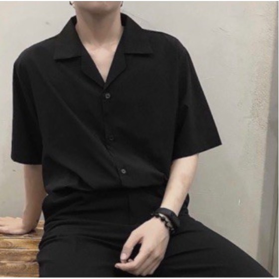 Áo sơ mi tay ngắn Cổ Vest trắng đen Unisex Nam Nữ TRƠN vải Cotton lụa mềm Ngắn tay form rộng - A2 | BigBuy360 - bigbuy360.vn