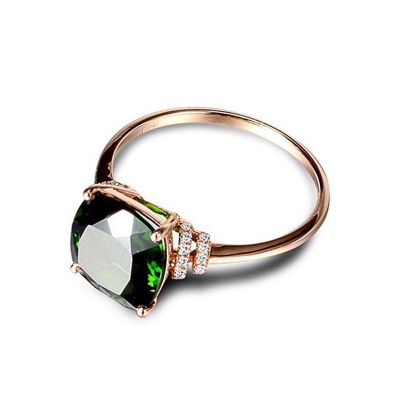 Luxury elephant Emerald Green Gem Rings Crystal Geometry Simplicity 18K Rose Gold Plated Ring for Women Jewelry Collection Accessories Friend Family Gifts Anniversary Party Birthday