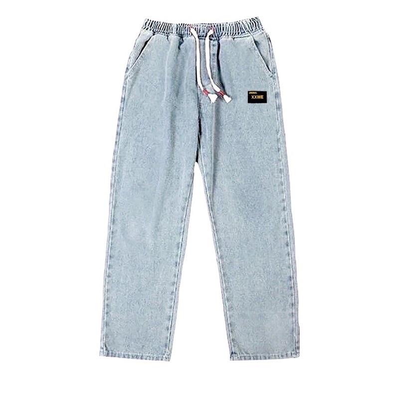 Quần Baggy jean CẠP CHUN nam, nư - quan jeans chỉnh eo unisex ống suông rộng hot hit 2021 | BigBuy360 - bigbuy360.vn