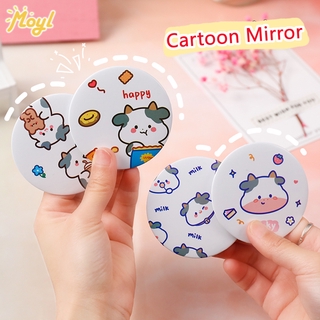 Gương Trang Điểm Mini Cầm Tay Hình Tròn Họa Tiết Hoạt Hình Phong Cách Hàn Quốc