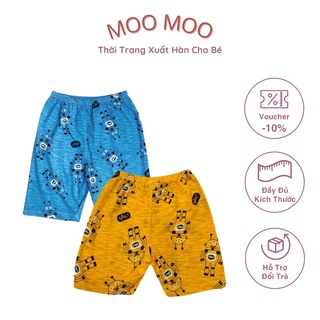 Quần đùi cộc cho bé trai cạp chun chất cotton mềm màu xanh vàng in họa tiết hình robot năng động thời trang xuân hè