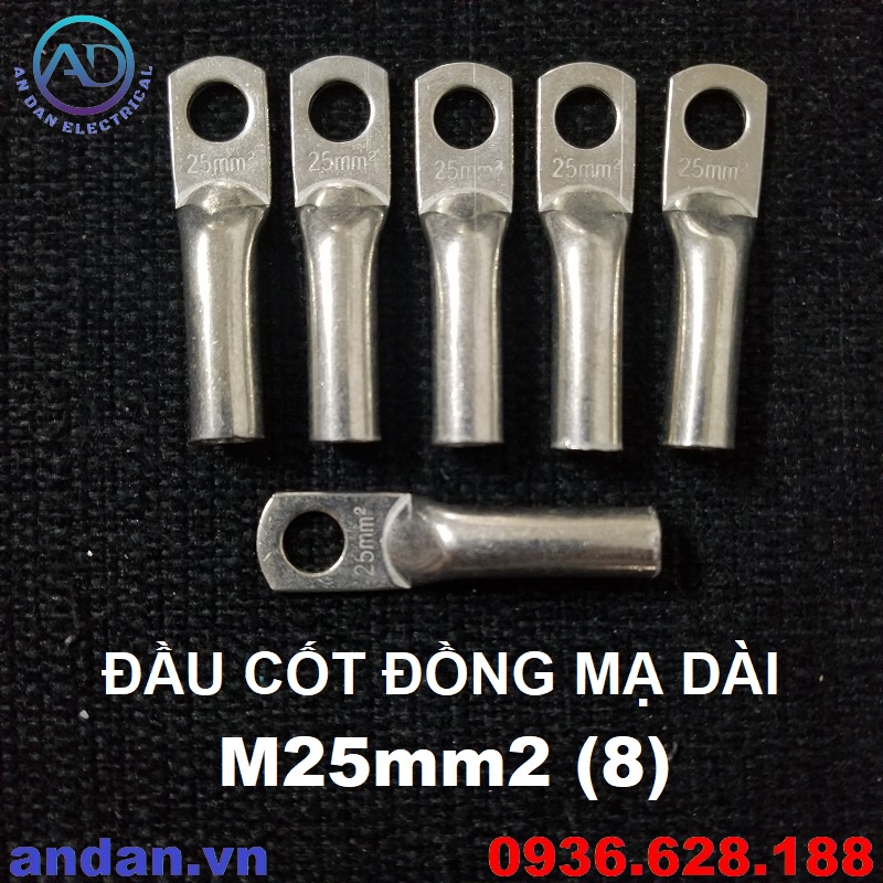 Đầu cốt đồng mạ dài, đầu cos mạ dài, cosse đồng dài M16 M25 M35 M50 M70 M95 M120 M150 M185 M240 M300