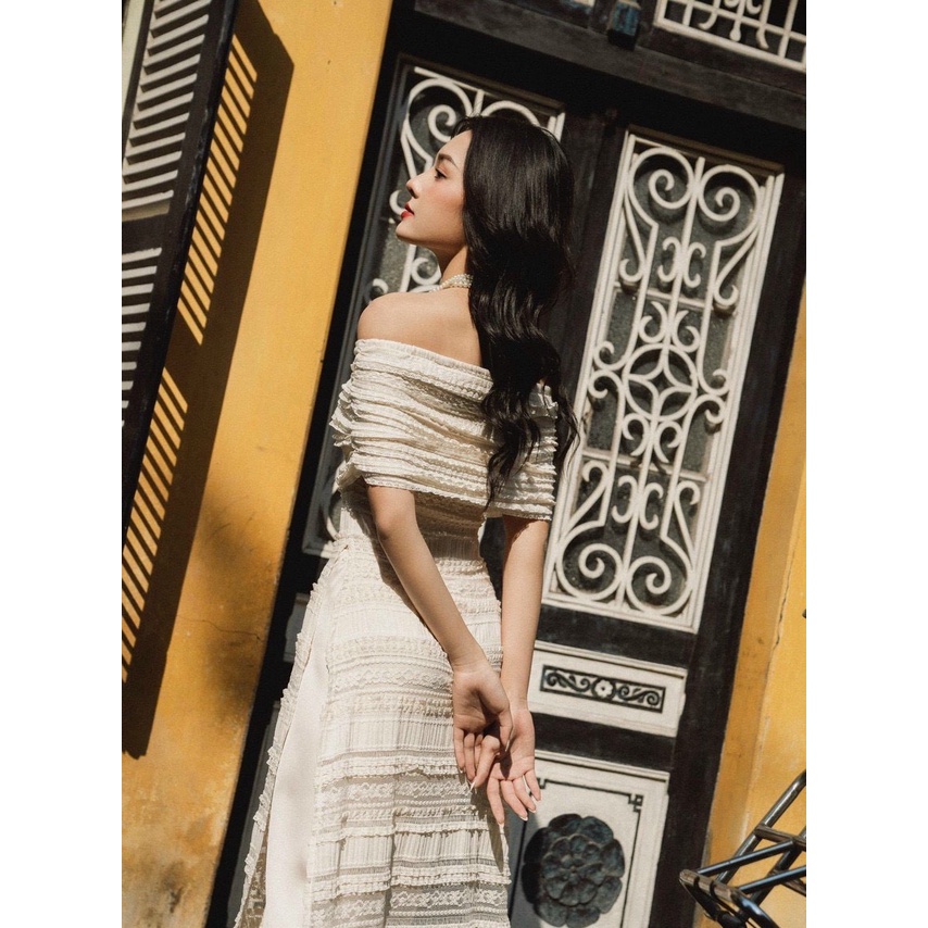 [Aimee Clothing] Áo dài ren trễ vai tiểu thư, cá tính siêu tôn dáng - Áo dài Tết thiết kế chất liệu ren cao cấp