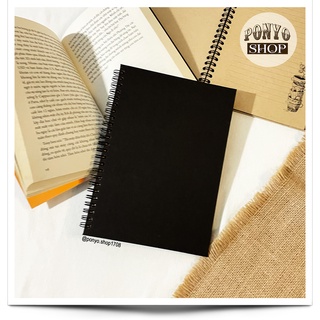Sổ bìa cứng A5, bìa trơn màu đen, ruột kraft Vintage