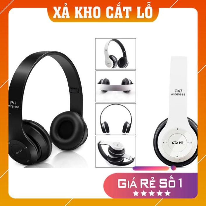 [Khuyến Mãi] Tai Nghe Chụp Tai  P47S - Kết Nối Bluetooth - Nghe Được Thẻ Nhớ - Có Cổng Kết Nối 3.5mm | 16001